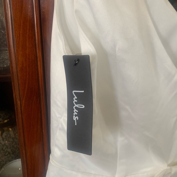 NWT Lulus Charming Celebration White Taffeta Bow Mini Dress - Picture 9 of 9